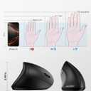 TECKNET Ergonomic Mouse Rechargeable Bluetooth - 4800 DPI Vertical Mice 6 Adjustable Levels, Wireless Optical Carpal Tunnel Mouse Right Hand, Multi Device for Laptop, PC, Computer, MacBook - Black