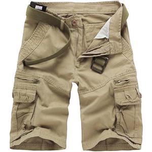 Men's Lightweight Multi Pocket Casual Outdoor Twill Cargo Shorts with Zipper Pockets with 8 Pockets No Belt (32, Khaki)