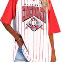 Baseball Shirt Women Oversized Game Day Shirts Baseball Team Fans Tee Sports Jersey Gift Tops (White, S)