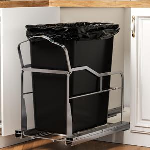 Pull Out Trash Can Under Cabinet with Soft-Close SlidesHeavy Duty Under Sink Trash Can Pull Out Slider for Kitchen CabinetGarbage Can Not Included, Requires 11" W X 18" D Cabinet Opening