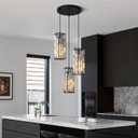 Black Pendant Lighting Modern Pendant Light, Mini Crystal Chandeliers,Adjustable Pendant Light Fixture for Kitchen Island Dinning Room Bedroom (3 Light)