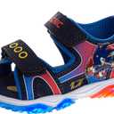 Disney Kids Cars Toy Story Mickey Spiderman Sonic Sandal LED Light Up Slides, 4 Big Kid, Blue/Red