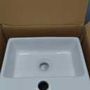 16x12 Inch Wall Mount Ceramic Bathroom Sink - Rectangle Vessel Sink with Faucet Hole, Perfect for Small Bathrooms