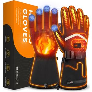 Heated Gloves for Men and Women, Rechargeable Hand Warmers with Touchscreen, Waterproof Electric Heated Ski Glove for Winter Outdoor Work Hunting Camping Hiking Skiing Raynaud (X-Large)