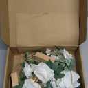 Ling's moment Candle Holder Hoop Wreath Floral Centerpieces for Sweetheart Table, Head Table, Ceremony Reception Artificial Flowers Decorations (Set of 3, White)