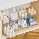 Yieach 4 Pack Under Sink Organizers and Storage,Clear Acrylic Bathroom Organizer and Cabinet Organization for Makeup,Medicine,Two Tier Pull Out Cabinet Organizer Drawers for Pantry,Vanity Storage Bins