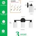 Bathroom Vanity Light Modern Bathroom Light Fixtures Vanity Lights with Eye-Friendly Milky White Frosted Glass Shades E26 Socket (Bulbs Not Included) 3 Light Black