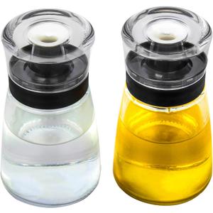 TINMIX Outdoor Oil Dispenser Bottle for Camping, 160 ml/5.4 oz Glass Olive Oil and Vinegar Cruet, Leak-proof Well Sealed for Picnic Kitchen, 2 Pack