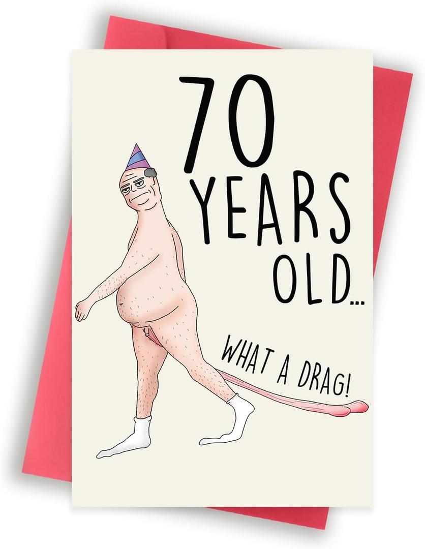 2 x Funny 70th Birthday Card, 70th Birthday Gifts for Men Him Husband Boyfriend Dad Grandpa, Unique 70th Birthday Decorations, Best 70 Year Old Birthday Card Gifts Idea
