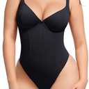 SHAPELLX Slimming Bodysuits for Women Tummy Control Thong Shapewear Built in Bra Body Control Body Suit Faja Body Shaper, Small
