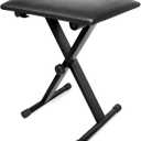 MUZNOTE Piano Bench, Adjustable Keyboard Bench Padded Keyboard Chair Seat X-Style Collapsible, Flame Retardant Cotton, Non-Slip Waterproof Design, Black