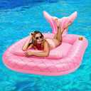 HeySplash Tanning Pool Lounger, Large Tanning Pool for Adults with Pillow | Inflatable Pool Floats Boat with Cup Holder, Tanning Pool Lounger Float for Outdoor Lake River Summer Water Party