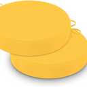 Cozyide Waterproof Outdoor Bistro Chair Cushions with Non-Slip Ties, Thickened Round Outdoor Cushions with Removable Covers, 2 Pack, 15"x15"x3", Yellow