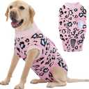 FUAMEY Recovery Suit for Dogs After Surgery, Soft Breathable Dog Bodysuit E-Collar & Cone Alternative Surgical Suit, Male Female Dog Neuter Spay Suits Anti Licking Wounds Onesie Pink Leopard XL (XL(Back:20.1-24.8in,WT:42-75lbs))