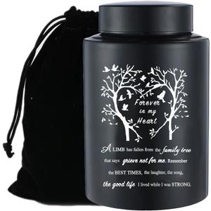 9 Inches Large Urn for Human Ashes Stainless Black Cremation Urn Adult Urn Keepsake Urn Memorial Ashes Container Up to 220Ibs