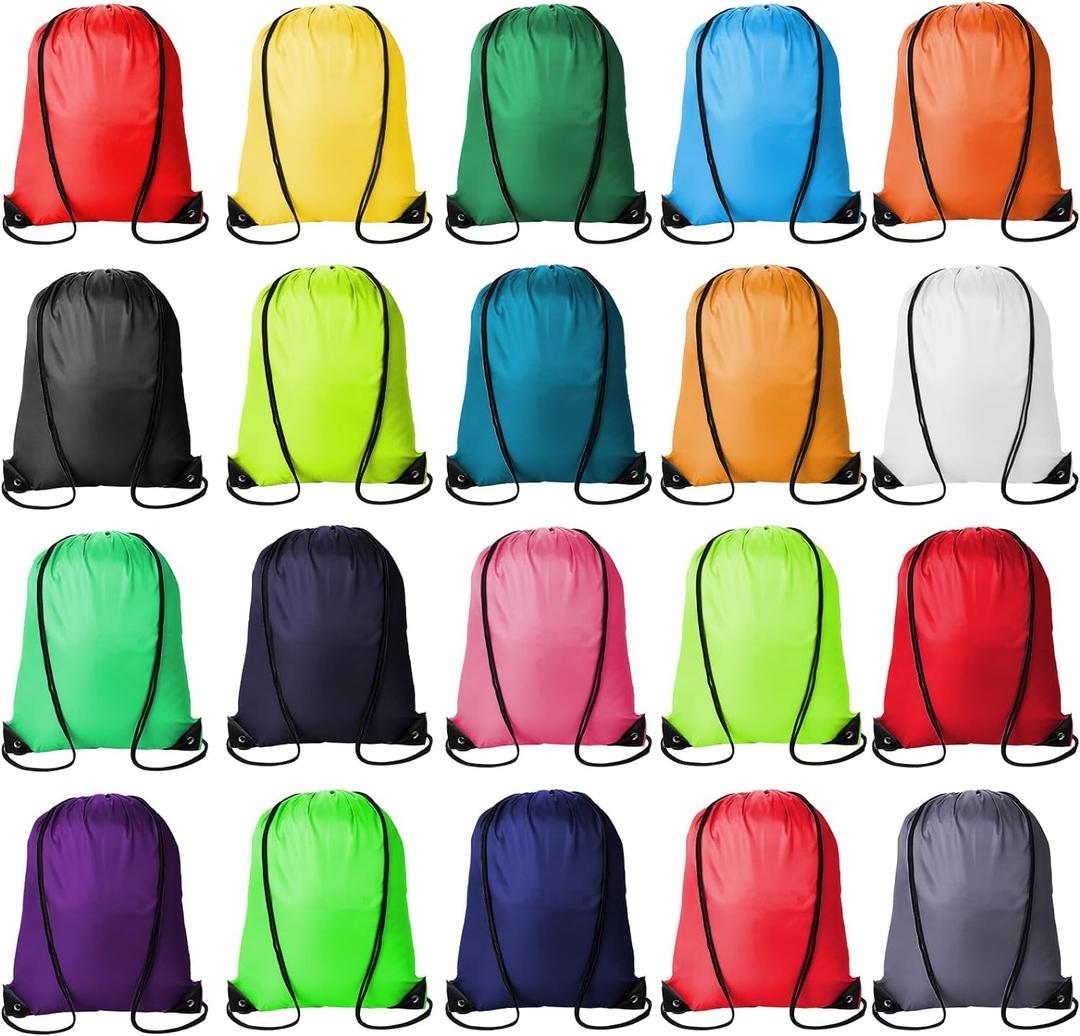 20Pcs Drawstring Backpacks Bulk String Bag Cinch Sack Pack Storage Knapsack Polyester Gift Bags Sports Drawstring Bags for Trip Gym Party Bags(20 Colors) (Multicolor)
