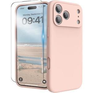 for iPhone 17 Pro Max Case, Liquid Silicone Cover with Camera Protection Anti-Scratch Soft Microfiber Lining Shockproof Protective Phone Case for iPhone 17 Pro Max 6.9", Pink Sand
