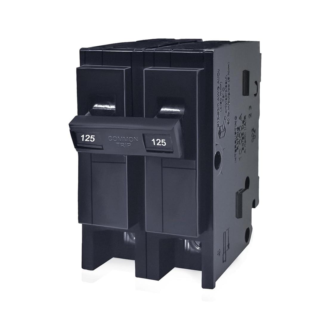 125 Amp Circuit Breaker 2 Pole,Replace for HOM2125 Breaker,Compatible with Most Load Centers.125 Amp 2 Pole,120/240V,Plug-in Circuit Interrupter,Thehermal Magnetic Protection,2 Gang Interrupter
