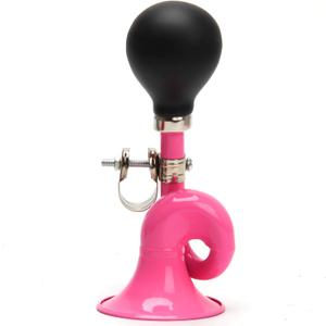 Coolrunner Bugle Horn, Retro Clown Horn, Kids Bike Horn, Classic Vintage Metal Twist Loudspeaker Siren Hooter Snail Air Horn for Vehicles Bicycles Golf Cart (Pink)