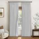 INOVADAY Pinch Pleated Curtains, 100% Light Blocking Linen Pinch Pleat Blackout Curtains for Bedroom, Thermal Insulated Blackout Drapes 2 Panels Set for Living Room - Beige White, W40 x L84