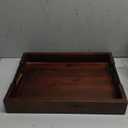 Ottoman Tray, Acacia Wood Serving Tray with Metal Handles, 16.5x12.5in Food Drinks Tray for Coffee Table, Breakfast, Dinner & Bar, Rustic Decorative Storage Tray for Ottoman, Kitchen, Packaging (Vintage Wood Color)