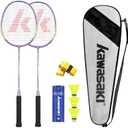 Kawasaki Badminton Set with 2 Badminton Rackets, 3 Shuttlecocks, and Carrying Bag
