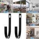 2 Pcs Wall Hooks for Hanging Heavy Duty, Coat Hooks Wall Mounted, Black Metal Screw in Hook Hangers for Hanging Towels Backpack Clothes Robe Bags Bathroom Closet Garage Outdoor + Screws(6.1")
