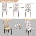 Chair Covers Dining Room Set of 6,Printed Patterned Stretch Non Slip Chair Slipcover Removable Washable Kitchen Chair Protector Cover for Home Hotel Banquet Party Office (White Brown Ornate Pattern)