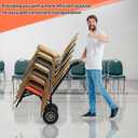 DaisyInner Heavy Duty Stacking and Banquet Chair Dolly Hand Truck with Oversized Rubber Wheels and Orange Cushion for 8-10 Chairs Coated Iron Transport Cart for Events Party Hotels Church