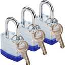 SEPOX Trinity Keyed-Alike Padlocks Outdoor, Reinforced Laminated Steel Body Heavy-Duty 1-9/16" 40MM, Uncuttable Standard Shackle, 3-Pcs-Lock, 6-Pcs Same Keys, for Gym Locker, Toolbox, Shed, Storage