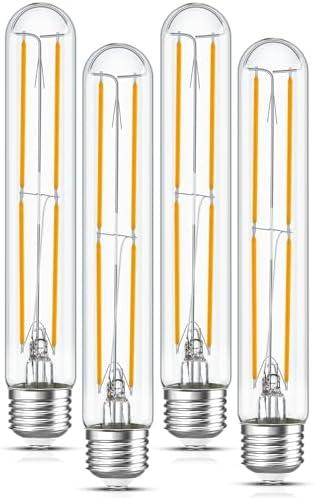 Sphoon Tubular Light Bulb 7.3 Inch Dimmable T10 LED Bulb E26 6W 60 Watts Edison Bulbs 2700K Solf White,185mm Long for Wall Sconces, Pendant, Livingroom, 4-Pack