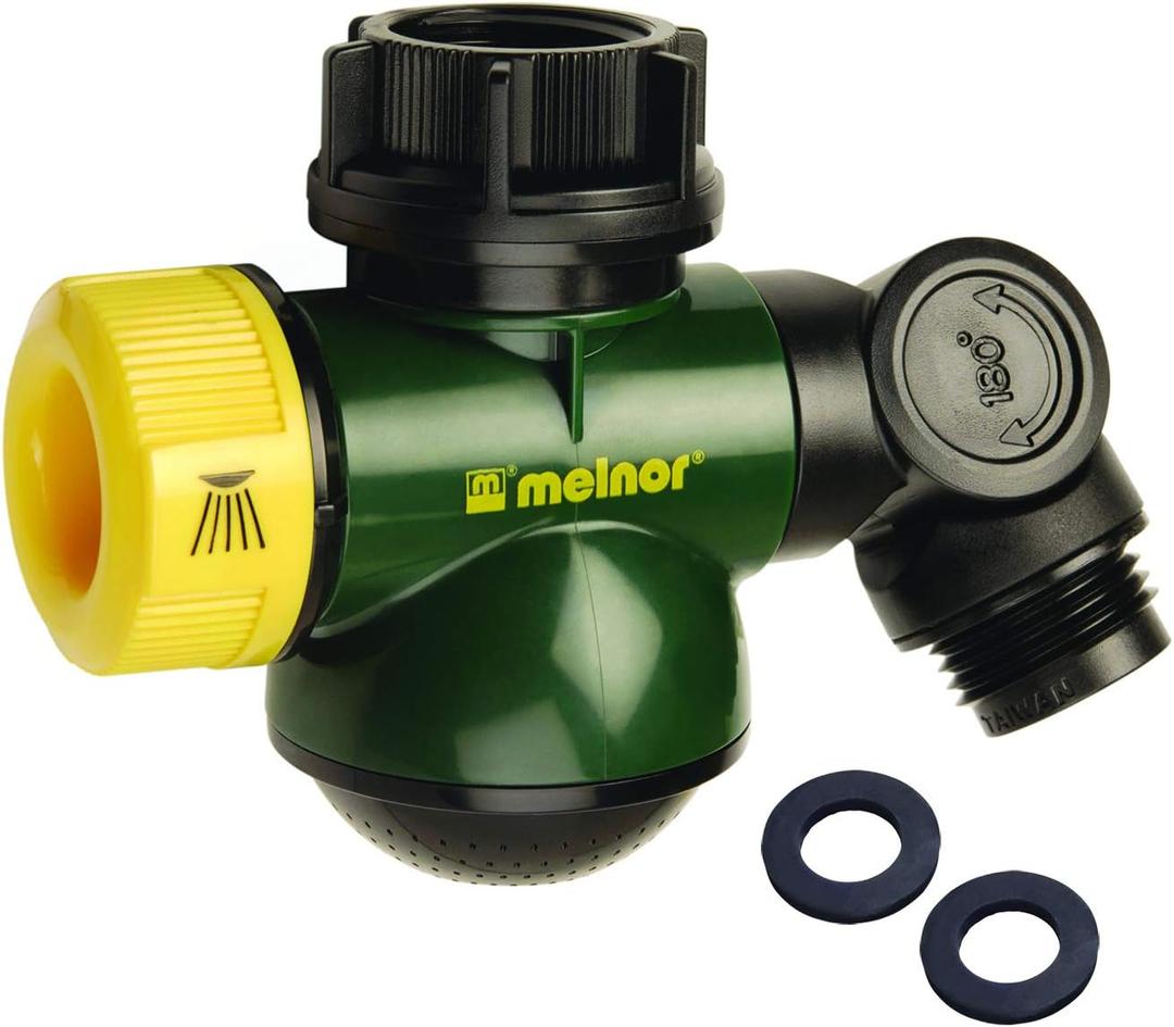 Melnor 65075-AMZ Wash & Fill Hose Connection Hub with 2 Hose Washers