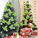 Realspring 4 Pcs Lime Green Furry Christmas Tree Picks 16 Inch Christmas Tree Topper Decorations Furry Spiral Curly Sprays Stems for Xmas Home Wreath DIY Crafts Vase Filler Decorations Gifts Supply