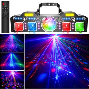 7 in 1 Dj Disco Ball Party Lights with DMX512 and Sound Activated LED Strobe Stage Lighting Show for Parties Indoor Dance Dj Party Karaoke Bars Clubs Christmas Halloween Decorations