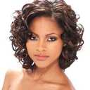 SEVENCOLORS Short Brown Curly Wigs for Black Women Synthetic Mixed Brown Big Curly Bob Wig