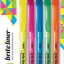 BIC Brite Liner Highlighters, Chisel Tip, 5-Count Pack of Highlighters Assorted Colors, Ideal Highlighter Set for Organizing and Coloring