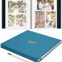 Self Adhesive Photo Album, Sky Blue Scrapbook Album with DIY 40 Blank Pages, Wedding Photo Album with A Metallic Pen for 4x6 5x7 2x3 Pictures, 10.6"x11"