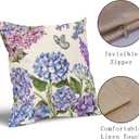 Spring Summer Floral Pillow Covers 18X18 Inch Purple Blue Flowers Bloom Butterfly Decorative Pillow Cases Colorful Throw Pillows Set of 2 Seasonal Farmhouse Home Decor for Sofa Couch Outdoor