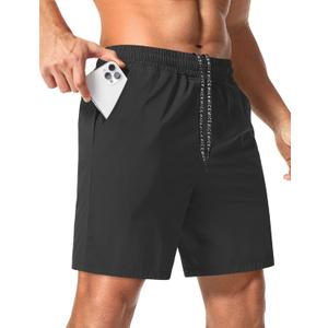Aolesy Men's 7'' Running Shorts Quick Dry Workout Gym Shorts with Pockets, Tennis Training Athletic (Black, XL)