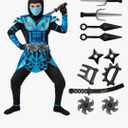 Spooktacular Creations Red Ninja Costume for Boys, Child Red Ninja Costume with Accessories for Kids Halloween Themed Parties, S