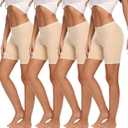 Molasus Womens Cotton Boxer Shorts Underwear Anti Chafing Bike Shorts (Large, Beige)