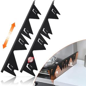 Stainless Steel Stove Gap Covers (2PCS),Stove Gap Filler,Range Trim Kit,Stove Gap Guard for Kitchen Oven Between Stovetop and Counter,Easy Clean Heat Resistant,Adjustable Length 13.8'' to 27.5'',Black