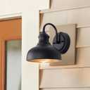 7in Black Gooseneck Lights for Farmhouse, 2 Pack Outdoor Barn Light Fixture, Exterior Porch Door Wall Mount Lighting with Gold Interior, Small Wall Sconce for Balcony, Garage, House