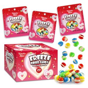 20 Pack Valentines Day Freeze Dried Candy- 10 Pcs Per Bag - Bulk Valentines Love Candy, 4 Flavors Great Use, For Party Favor, Classrooms Partys, Goodie Bags
