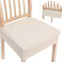 Smiry Stretch Jacquard Seat Covers for Dining Room Chairs Set of 6, Removable Washable Chair Seat Protector Slipcovers, No Rear Covers, Beige