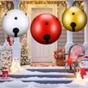 Jetec 3 Pcs 16" 20" 24" Giant Inflatable Christmas Ball Ornament PVC Inflatable Decorated Oversized Outdoor Holiday Decoration Xmas Blow up Ball for Xmas Outside Holiday Yard Lawn Porch Decor