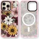 for iPhone 16 Pro Case Cute - Compatible with Magsafe - Durable Shockproof 6.6 ft Drop Impact Phone Case - Funny Sunflower Design (6.3") Glitter Pink
