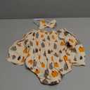 SAYOO Baby Girl Halloween Christmas Romper Cotton Linen Pumpkin Smocked Bubble Romper Bodysuit Off Shoulder Jumpsuit Outfit, 0-3M