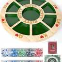 Giant Michigan Rummy Deluxe Board Game Set : Wooden Game Board + 2 Boxes of Playing Chips (200 Pieces) + 1 Deck of Poker + 1 Game Manual. The Perfect Blend of Rummy and Poker, Perfect for Family Game, 18 inches x 18 inches