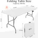 Set of 2 Folding Tables with Carrying Handle Lightweight 6FT Rectangular Portable Plastic Camping Table Steel Legs for Indoor Party, Dining, Outdoor Wedding, Events, Picnic (White)